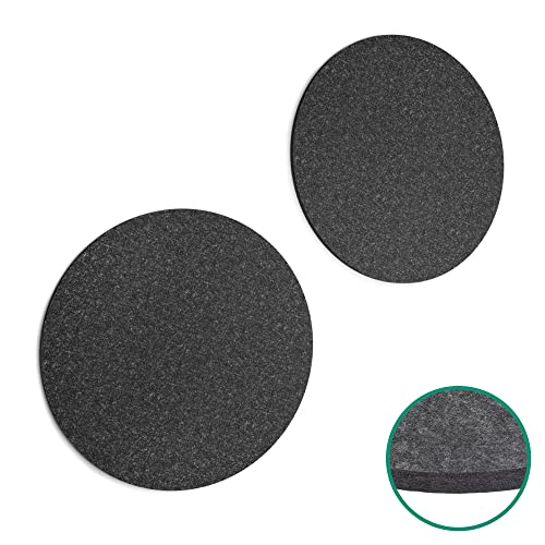 2x acoustic panels for wall & ceiling made of recycled felt - sound absorber acoustic felt diffuser round Ø 550x12 mm Night Gray