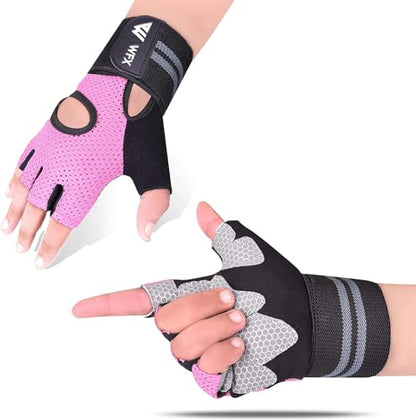 WESTWOOD FOX Cycling Gloves Half Finger Unisex Grips Bicycle Summer Riding MTB Bike Gloves Non-slip Fingerless Mountain Biking Men's Sports Hiking Gloves (Tender Grey, XL)