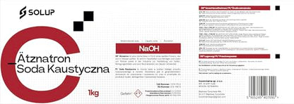 SOLUP Caustic Soda 1kg >99% Purity NaOH I Sodium Hydroxide I Sodium hydroxide for soap making cleaning and degreasing I Caustic Soda I High-purity I Caustic Lye