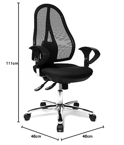 Topstar Open Point SY Deluxe, ergonomic syncro-disk swivel chair, office chair, desk chair, including armrests (adjustable height), fabric, black