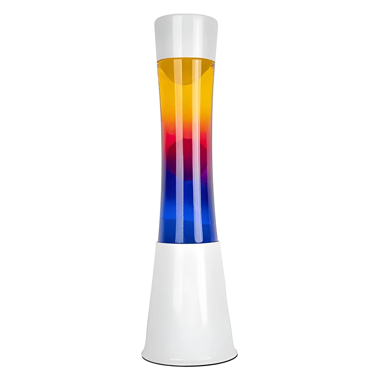 FISURA - Multicolored lava lamp. White base and glass with multicolored gradient effect. Lamp for relaxation. Comes with spare bulb. 11 cm x 11 cm x 39.5 cm.