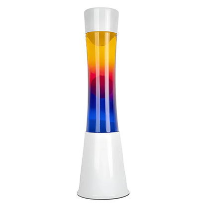 FISURA - Multicolored lava lamp. White base and glass with multicolored gradient effect. Lamp for relaxation. Comes with spare bulb. 11 cm x 11 cm x 39.5 cm.