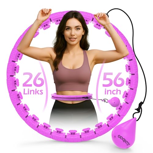 JLoibao Weighted Hula Hoop with 26 sections (142 cm) for adults, weight loss, infinity hoop, plus size, for women, smart training device.