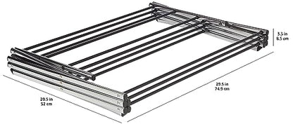 Amazon Basics Folding Clothes Drying Rack made of Alloy Steel for Indoor Use, Apparel, 74.9 x 36.8 x 106.2 cm (LXWXH), Chrome