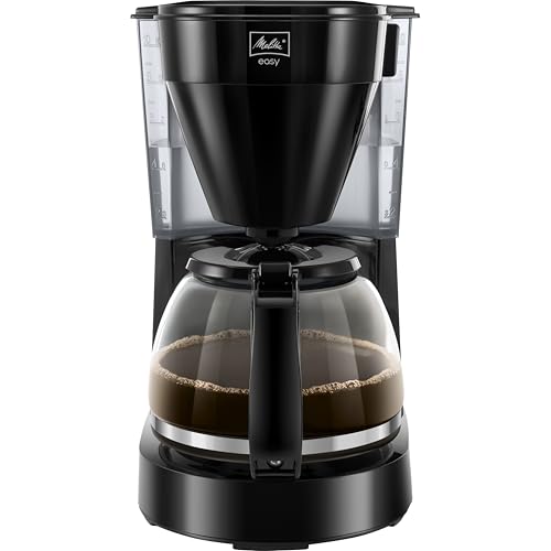 Melitta Easy - Coffee maker with removable swivel filter, filter coffee machine with glass carafe and drip stop, for up to 10 cups of coffee, black
