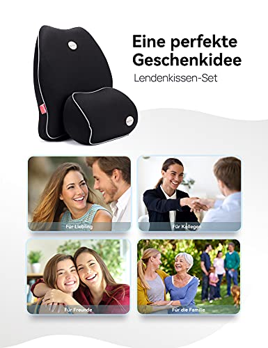 Travel Ease back cushion and neck pillow for car/vehicle Memory foam Orthopedic Design Car Seat Cushion for back pain relief (Black)