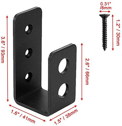 VANROUG 2 x 4 door barricade brackets, 2 pieces, durable steel bar, security door lock holder, for 2 x 4 wood, security U-clamp as door reinforcement.
