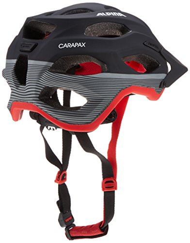 ALPINA CARAPAX - Lightweight, sturdy, and well-ventilated bike helmet with insect net for adults, black-red-darksilver, 52-57 cm.