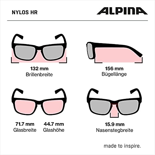ALPINA NYLOS HR - Mirrored and shatterproof sports & cycling glasses with 100% UV protection for adults, black, One Size