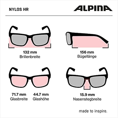ALPINA NYLOS HR - Mirrored and shatterproof sports & cycling glasses with 100% UV protection for adults, black, One Size