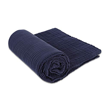 EMME Muslin Blanket, 100% cotton, 4-layered, bedding for adults and babies, 55" x 75", light, soft, breathable, all-season blanket, solid, pre-washed, grey.