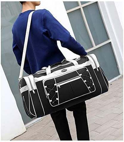 Spring Country travel bag for men, weekend bag, lightweight, extra large, Oxford duffle, gym, durable luggage, waterproof for men and women, 66 cm, Gray/White, X-Large