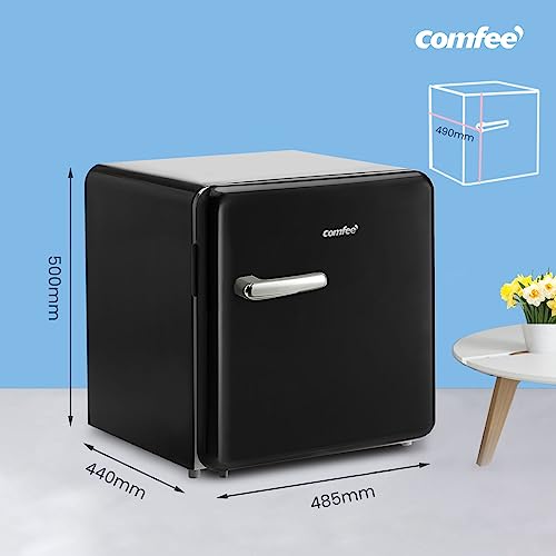 Comfee RCD50DK1RT(E) Mini Fridge / Retro Fridge / 47L Cooler / 50 cm Height / 100 kWh/Year / Adjustable Temperature Control / Adjustable Feet / Black