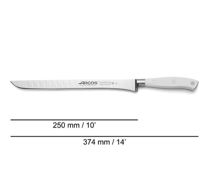 Arcos 807511 Riviera Blanc - Ham Knife Set 3 Pieces - Forged Stainless Steel - POM Handle - Color White (GIFT HAM COVER)
