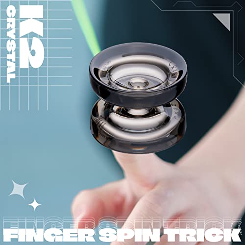 MAGICYOYO Responsive Yoyo Set with 2 K2 (Black & Green) - Dual purpose for kids, Crystal JoJo with spare unresponsive bearing, 12 strings, bag, spare tool and axle.