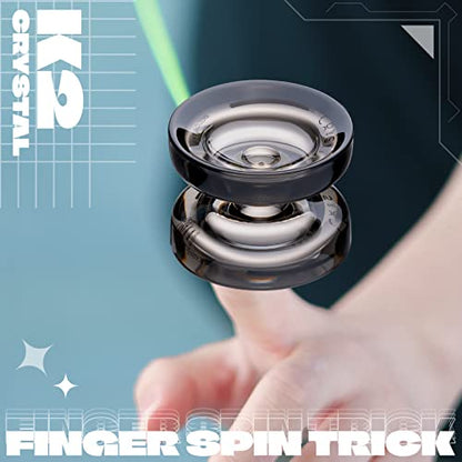 MAGICYOYO Responsive Yoyo Set with 2 K2 (Black & Green) - Dual purpose for kids, Crystal JoJo with spare unresponsive bearing, 12 strings, bag, spare tool and axle.