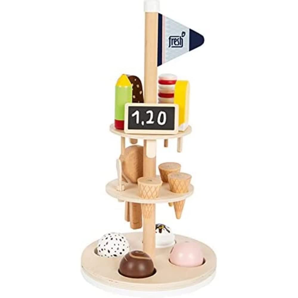 Small foot wooden ice cream stand "fresh", accessory for children's kitchen and play store, suitable for ages 3 and up, 12232.
