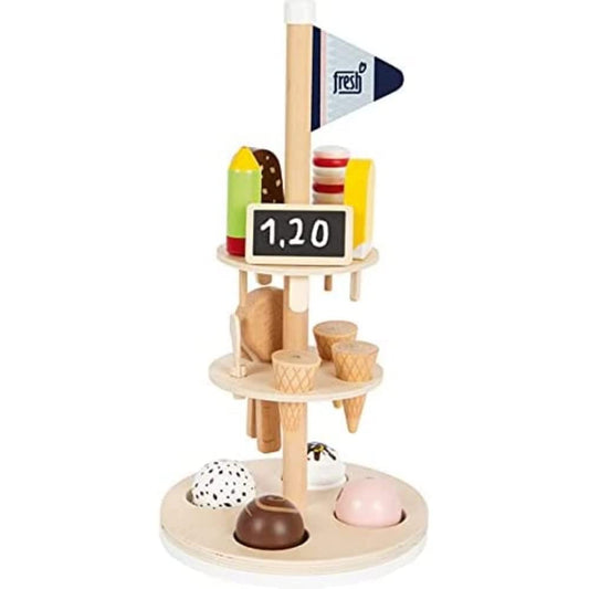 Small foot wooden ice cream stand "fresh", accessory for children's kitchen and play store, suitable for ages 3 and up, 12232.