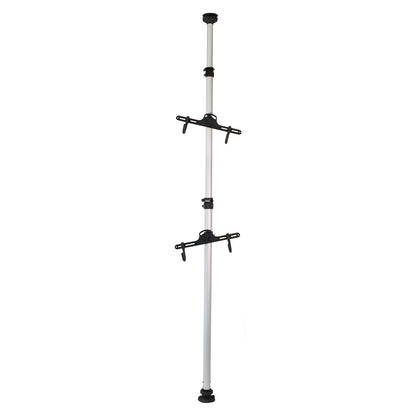 Wiltec telescopic bike rack for 2 bikes each 20kg 160-340cm, compact bike stand, adjustable hanging system with 360° support arms.