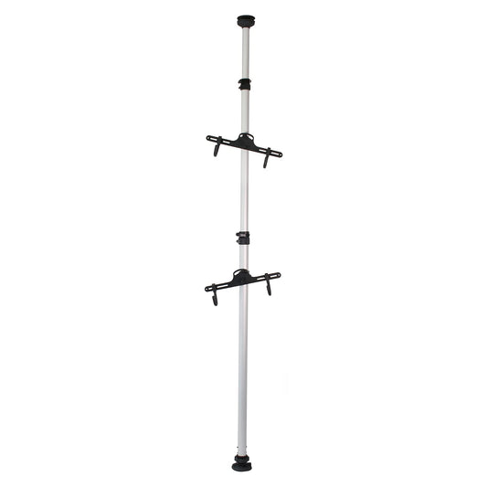 Wiltec telescopic bike rack for 2 bikes each 20kg 160-340cm, compact bike stand, adjustable hanging system with 360° support arms.