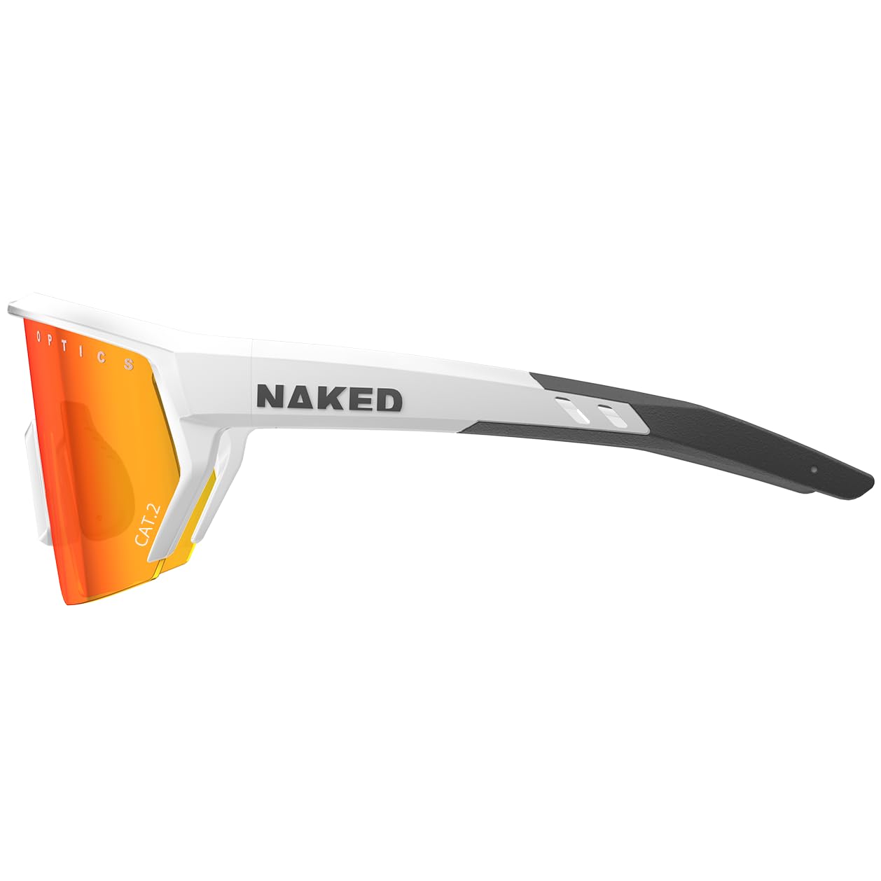 NAKED Optics BLADE Sports Glasses for Men, Women's Cycling Glasses, Sport Sunglasses with UV400 Protection, Quick Glasses, Road Cycling Glasses, Running Glasses, TR90 Frame (White (Red Lens))