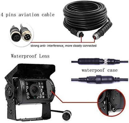 CAMECHO Rear View Camera 4 Camera Set, 9 Inch Monitor 4 Split Rear and Front Camera, Wide Angle, IP68 Waterproof, 18IR Night Vision, for Truck/Trailer/Bus/Van/Agriculture (DC12V-35V)