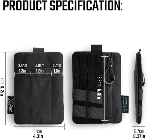 VIPERADE VE27 X-Pac EDC Organizer is a small EDC pocket pouch with 4 pockets, perfect for storing multitool pocket organizer tools. Features a black design with Velcro area.
