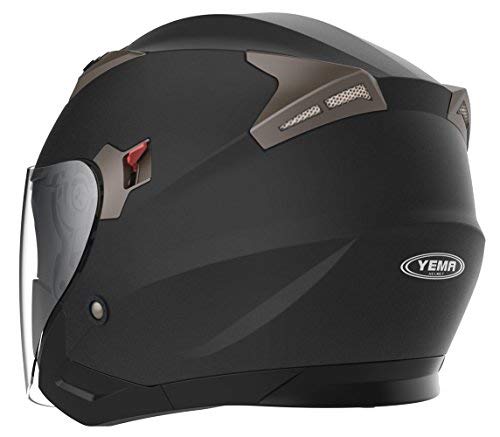 Jethelm, scooter helmet, crash helmet, chopper helmet - YEMA YM-627 motorcycle helmet ECE with double visor sun visor for women men adults-Black Matt-XL