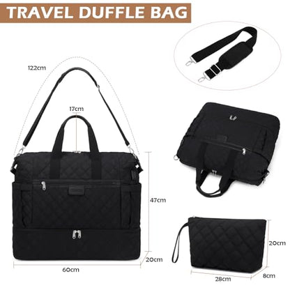 Suweir travel bag weekender for women large duffel bag for men carry-on bag hospital bag delivery with shoe compartment gym travel bag with toiletry bag & laptop compartment for trips, sports, fitness