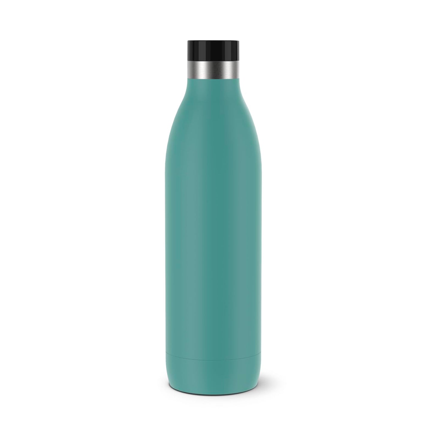 Emsa Bludrop insulated drinking bottle, 1 liter, 100% leak-proof, Quick-Press closure, ergonomic 360° drinking experience, keeps warm for 20h, cold for 40h, easy to clean, stainless steel, powder coating, Petrol color, N31121