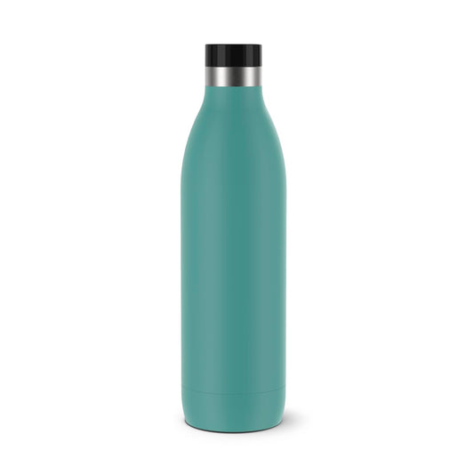 Emsa Bludrop insulated drinking bottle, 1 liter, 100% leak-proof, Quick-Press closure, ergonomic 360° drinking experience, keeps warm for 20h, cold for 40h, easy to clean, stainless steel, powder coating, Petrol color, N31121