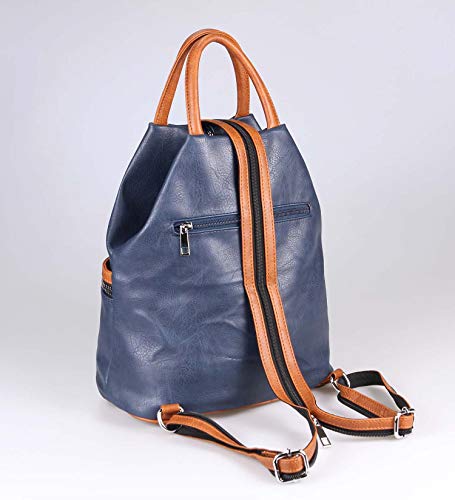 OBC women's backpack bag shoulder bag leather look daypack backpack handbag daypack city backpack blue-brown