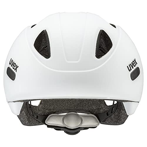 uvex oyo - lightweight bike helmet for kids - custom size adjustment - expandable with LED light - white - black matte - 50-54 cm