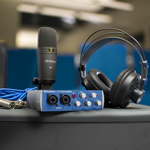 PreSonus AudioBox 96 Studio - USB audio interface bundle for recording and production with microphone, headphones & software.