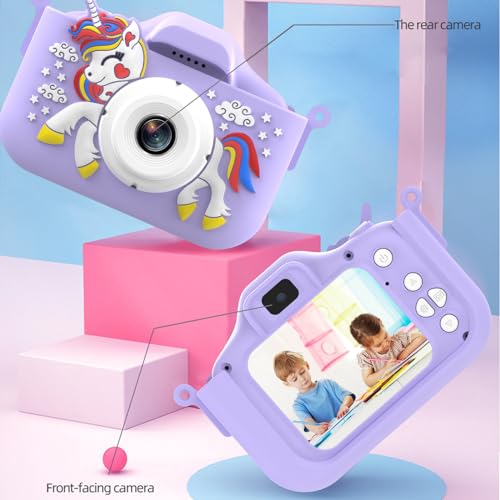 Kids camera with video function, girls' gifts/horse toy camera/1080p HD pixels + 32GB card, gifts for 3 4 5 6 7 8 year old boys and girls, kids for birthday gift Christmas