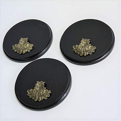 3-piece boar shield boar board weapon board trophy shield round dark AF 15 cm with 3 x oak leaf cover