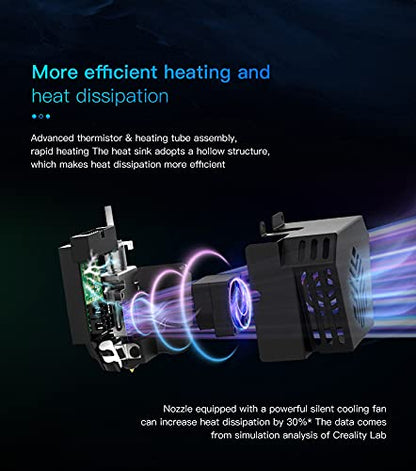 Creality CR6 SE Extruder Hotend Fully Assembled Kit for CR-6 SE CR6 MAX 3D Printer with automatic leveling, rear mount, heating, thermistor, and cooling system.