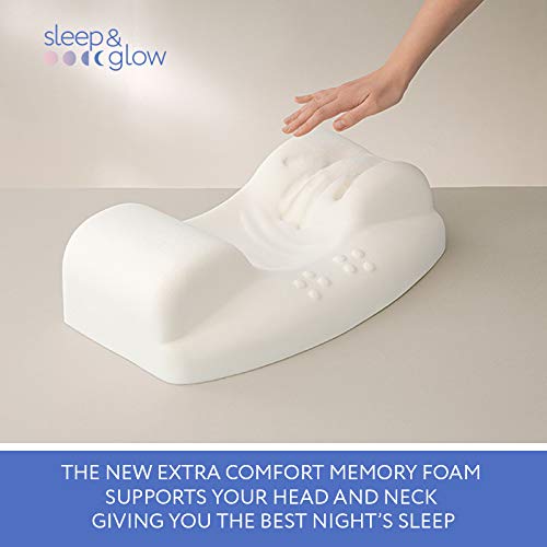 Sleep&Glow Anti-aging Pillow - promotes healthy back sleeping for better skin and post-facial surgery recovery.