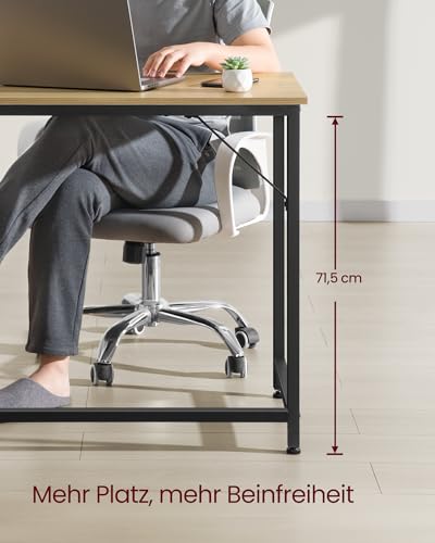 VASAGLE Desk, Small Computer Desk, Office Desk for Study, Bedroom, 50 x 100 x 76 cm, Modern Style, Metal Frame, Natural Oak-Black LWD041W70