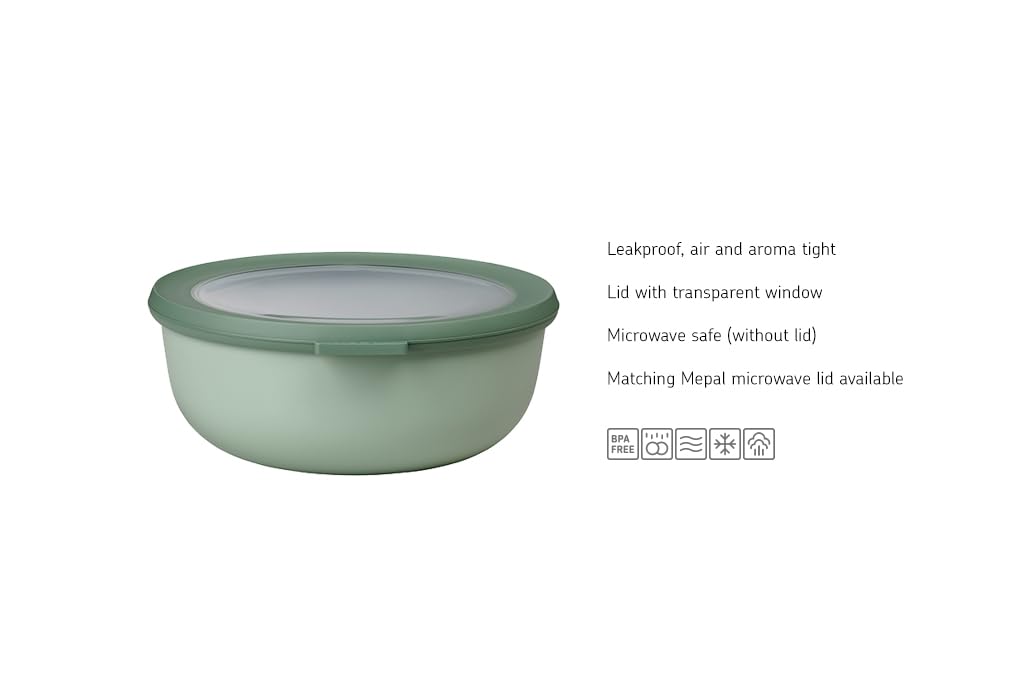 Mepal Multibowl Cirqula Round 3-piece Set - Microwave Safe - Perfect for storage, fridge, freezer & microwave use - 350 ml, 750 ml & 1250 ml - Vivid mauve