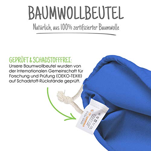 15 x 20 cm cotton bags 25 pieces with drawstring, storage small fabric bags for children's birthdays - weddings and parties - sustainable DIY bags favors to paint in royal blue