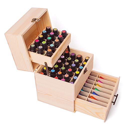 CHSEEA Essential Oil Display Stand Holder Organizer, 59 Holes Wooden Box Storage Case for Nail Polish, Perfume Oils, Essential Oils, Stain, and Lipstick #4