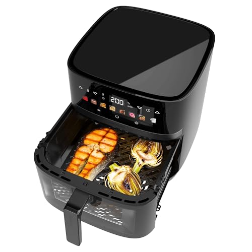 Cecotec hot air fryer without oil 8L grill plate - grill - dual heating elements - Air Fryer Cecofry & Grill Duoheat 8000. 2200W, dietary and digital, window, temperature control 80-200°C, 8 menus.