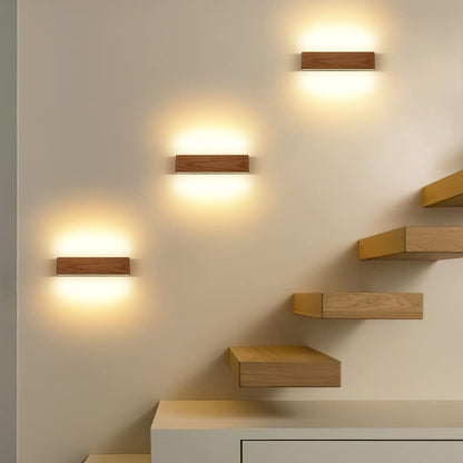 Martll Wall Light LED Wood Wall Lamp Indoor Wall Lighting for Bedroom Hallway Corridor Staircase Living Room Indoor Lighting Warm White Night Light (32cm A)