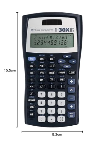 Texas Instruments TI-30 XIIS school calculator (two-line display, solar and battery powered) Dark blue.