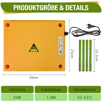 Plutohiker heat plate for chicks, chick warmer heat lamp, heating plate for chick rearing, 25 x 30cm Yellow Artificial Brooder.