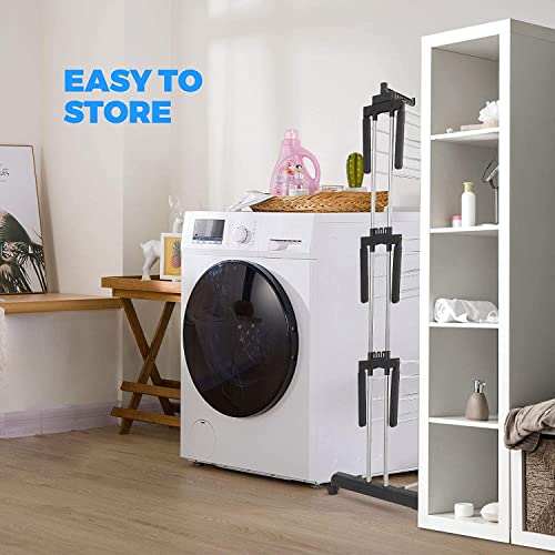 johgee laundry rack tower, folding clothes dryer with 6 collapsible wings on 3 levels, space-saving tower laundry rack for large families