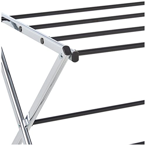 Amazon Basics Folding Clothes Drying Rack made of Alloy Steel for Indoor Use, Apparel, 74.9 x 36.8 x 106.2 cm (LXWXH), Chrome