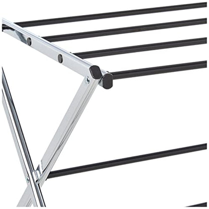 Amazon Basics Folding Clothes Drying Rack made of Alloy Steel for Indoor Use, Apparel, 74.9 x 36.8 x 106.2 cm (LXWXH), Chrome