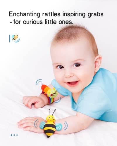 Infinno wrist rattle socks and footfinder baby toys, baby educational toys for newborn boys and girls 0-12 months, baby gifts for baby shower, baby birthday.